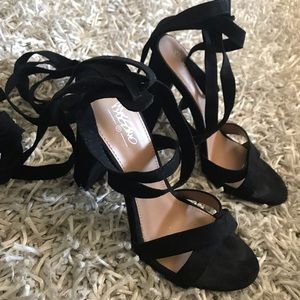 Black strappy heels